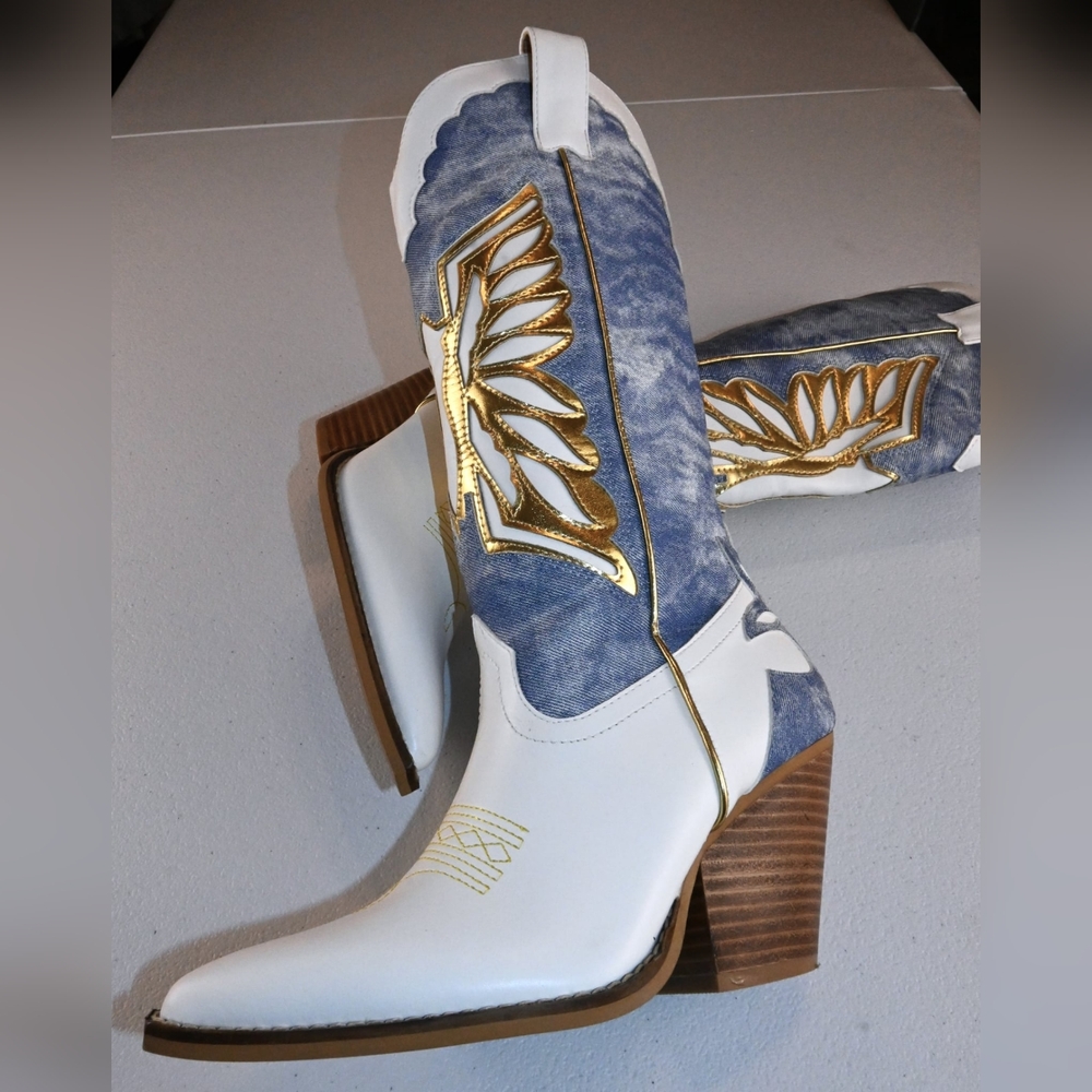 ARiderGirl Eagle Wing Lady's Size 6 Mid-Calf Boots Stacked Leather Heel Western. - Picture 11 of 16